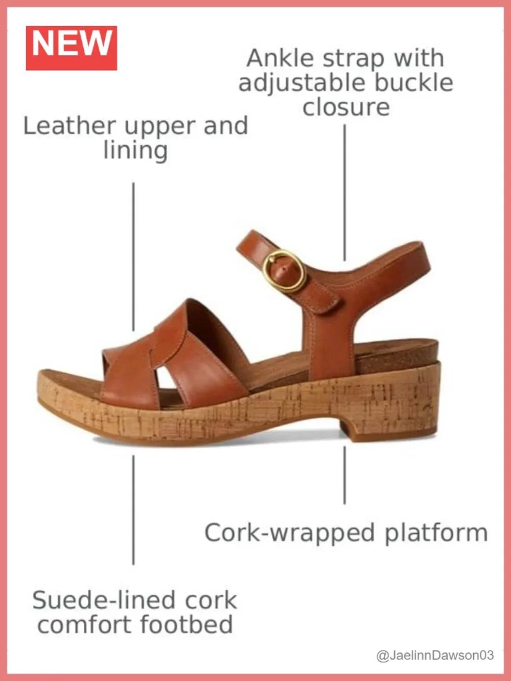 Leather Platform Wedge Sandals Open Toe Ankle Strap Cork Footbed